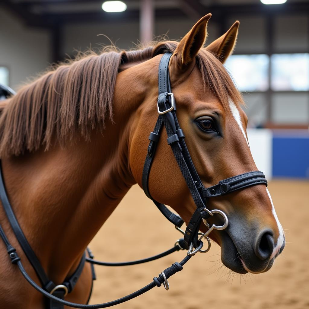 Horse with Banded Mane at a Show