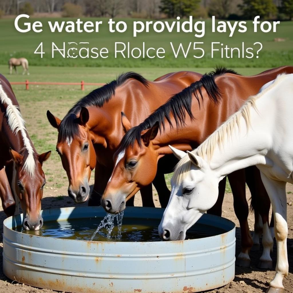 Horses Drinking from an Extra Large Trough