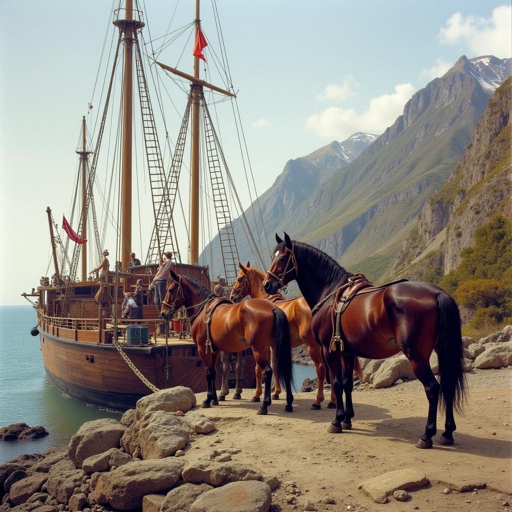 Horses brought by early settlers in New Zealand