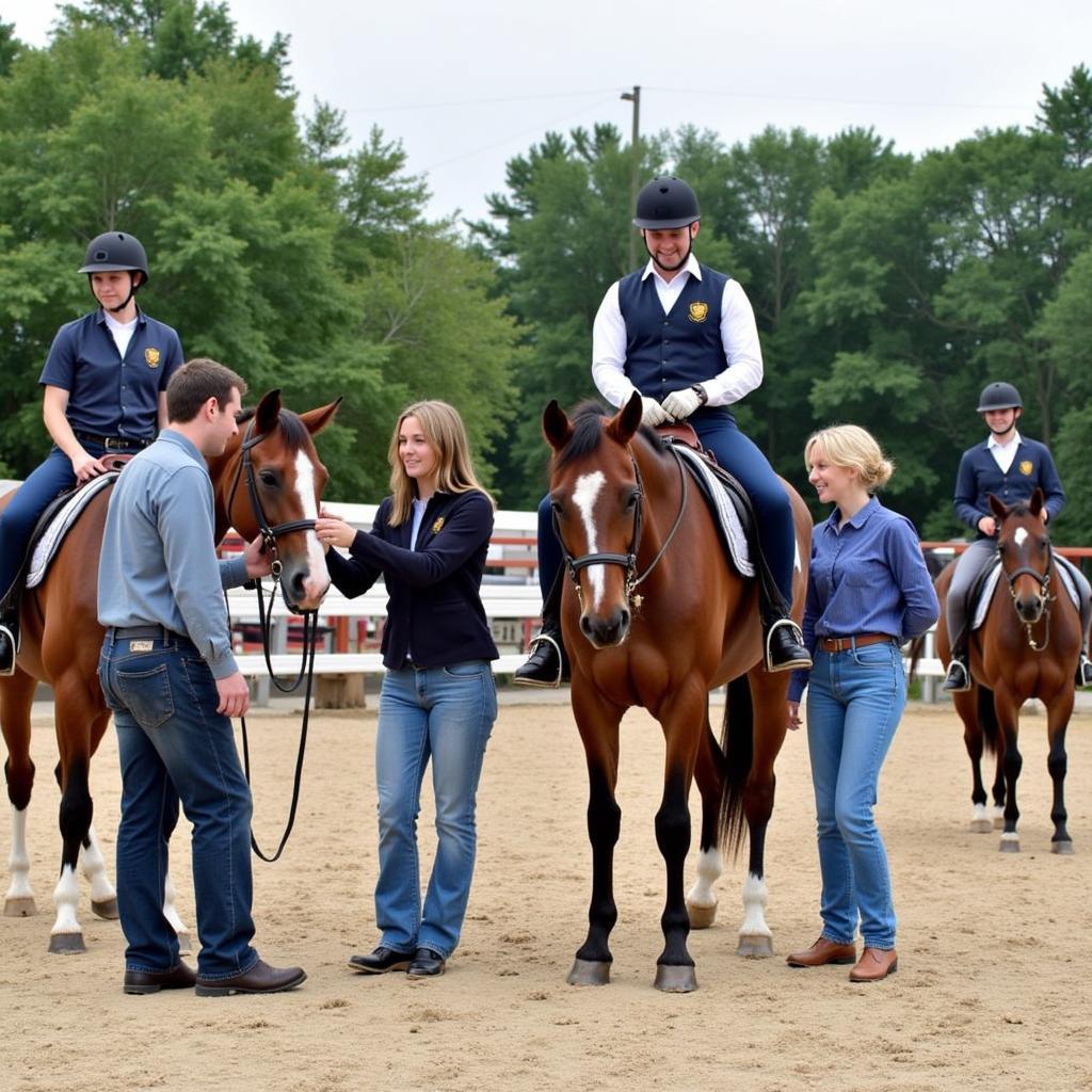 Behind-the-scenes at an Indiana horse show, showcasing preparations and camaraderie