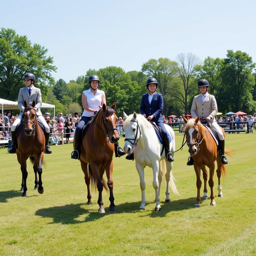 Horse show competition in Indiana, showcasing various disciplines and breeds