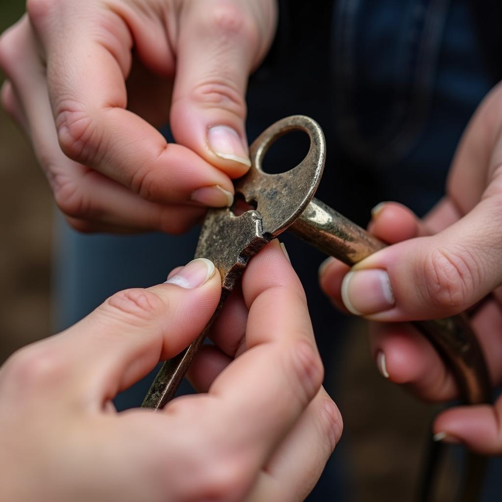 Close-up Inspection of a Used Horse Bit