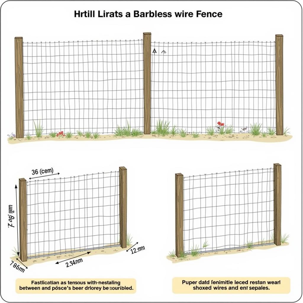 Properly installing barbless wire fence with adequate tension and spacing