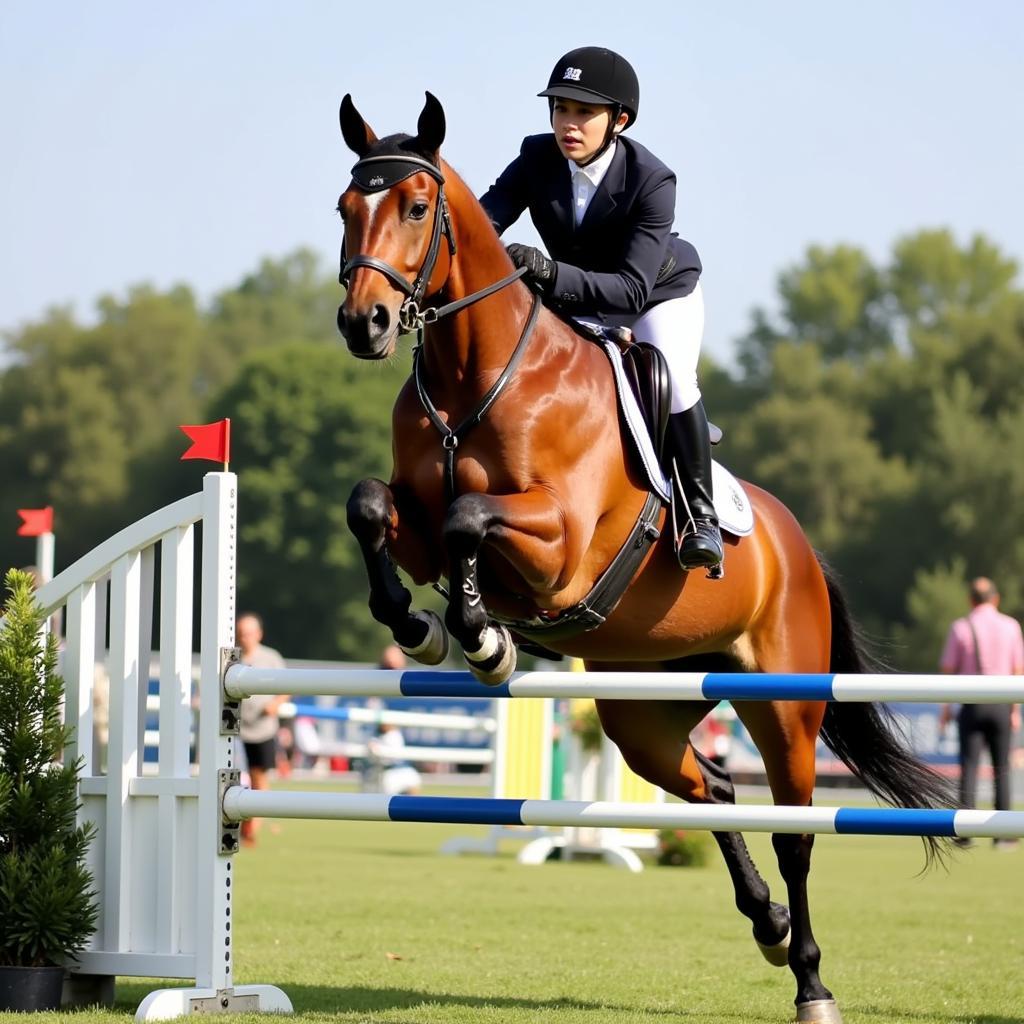 Irish Clip Horse Jumping a Fence