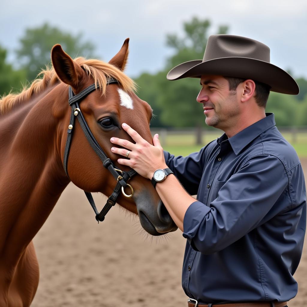 Jeff Engler demonstrating his horse training techniques