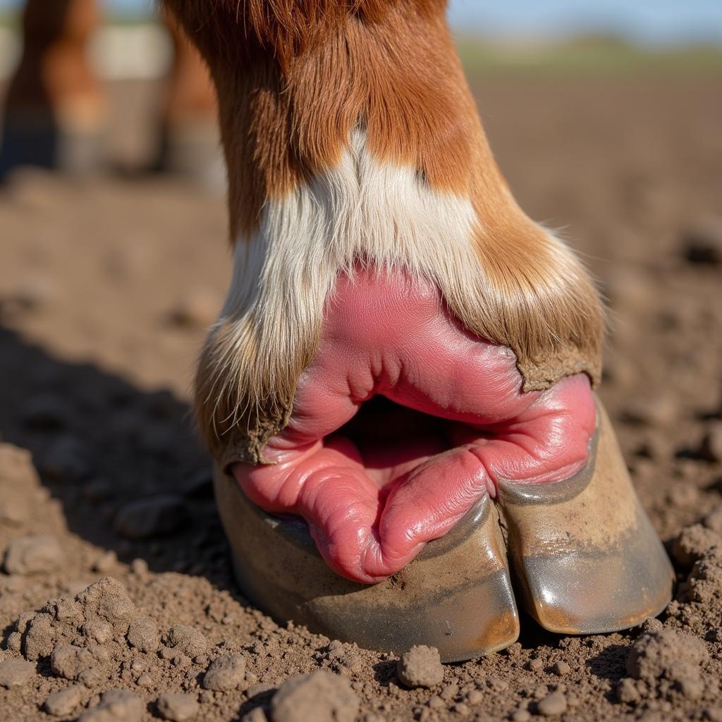 Inflamed Horse Hoof Due to Laminitis