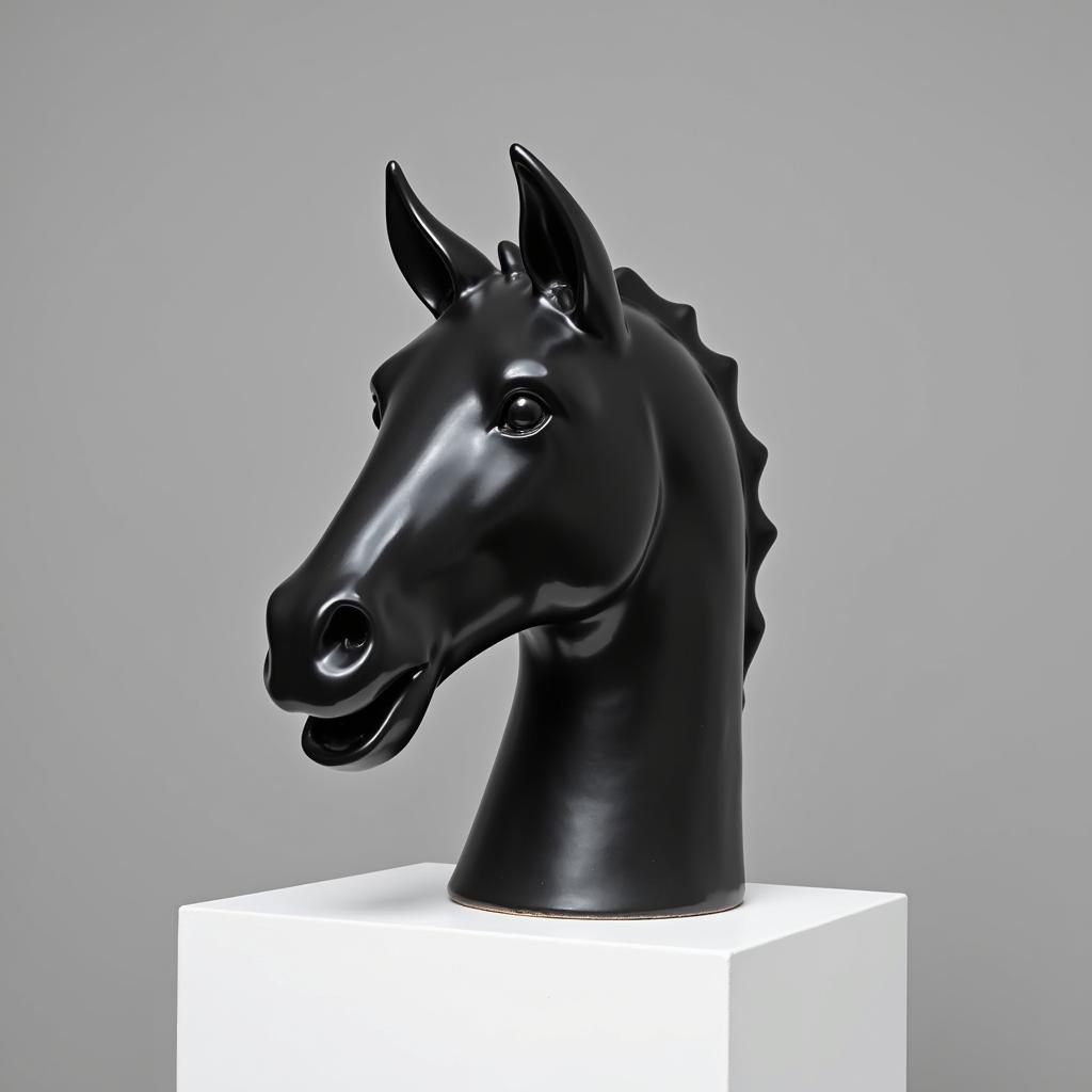 Modern Horse Head Ceramic Sculpture