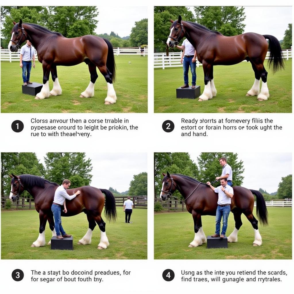 Mounting a Clydesdale horse