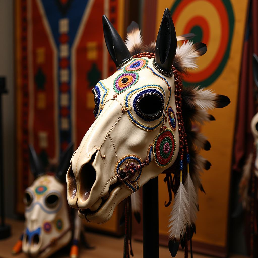 Native American Horse Skull Mask Used in Ceremonial Rituals