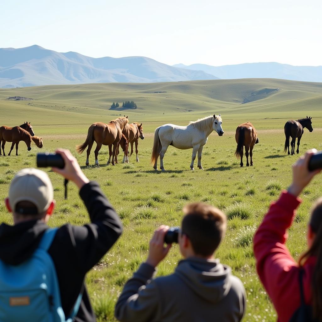 Observing wild horses in their natural Kansas habitat