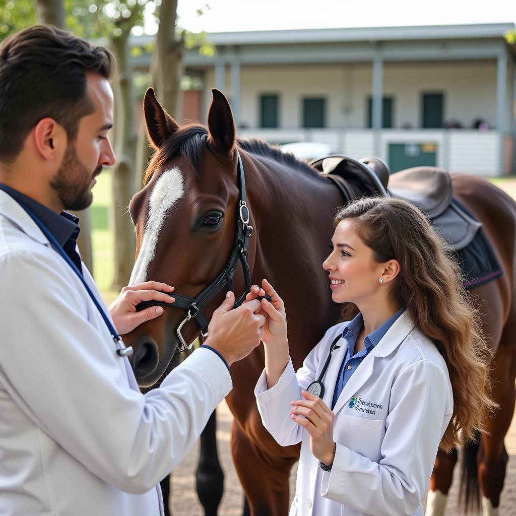 Veterinarian Performing a Health Checkup on a Horse