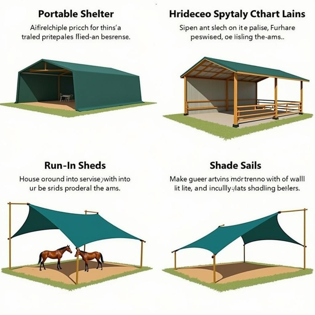 Examples of Portable Shelters, Run-in Sheds, and Shade Sails