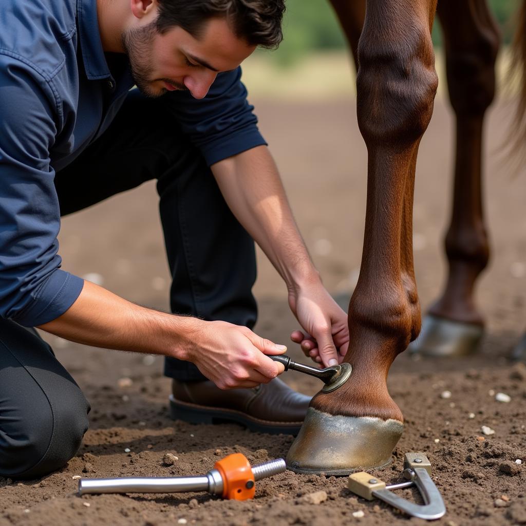 Qualified Farrier Trimming Hooves