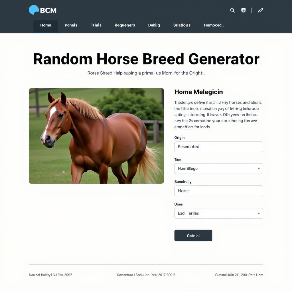 Random Horse Breed Generator Website Screenshot