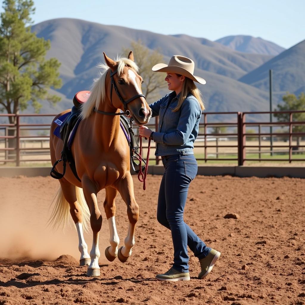 Red Horse Reining Training Session