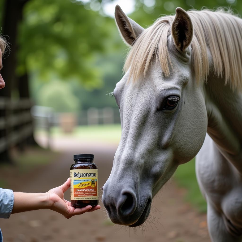 Senior Horse Receiving Rejuvenate Supplement