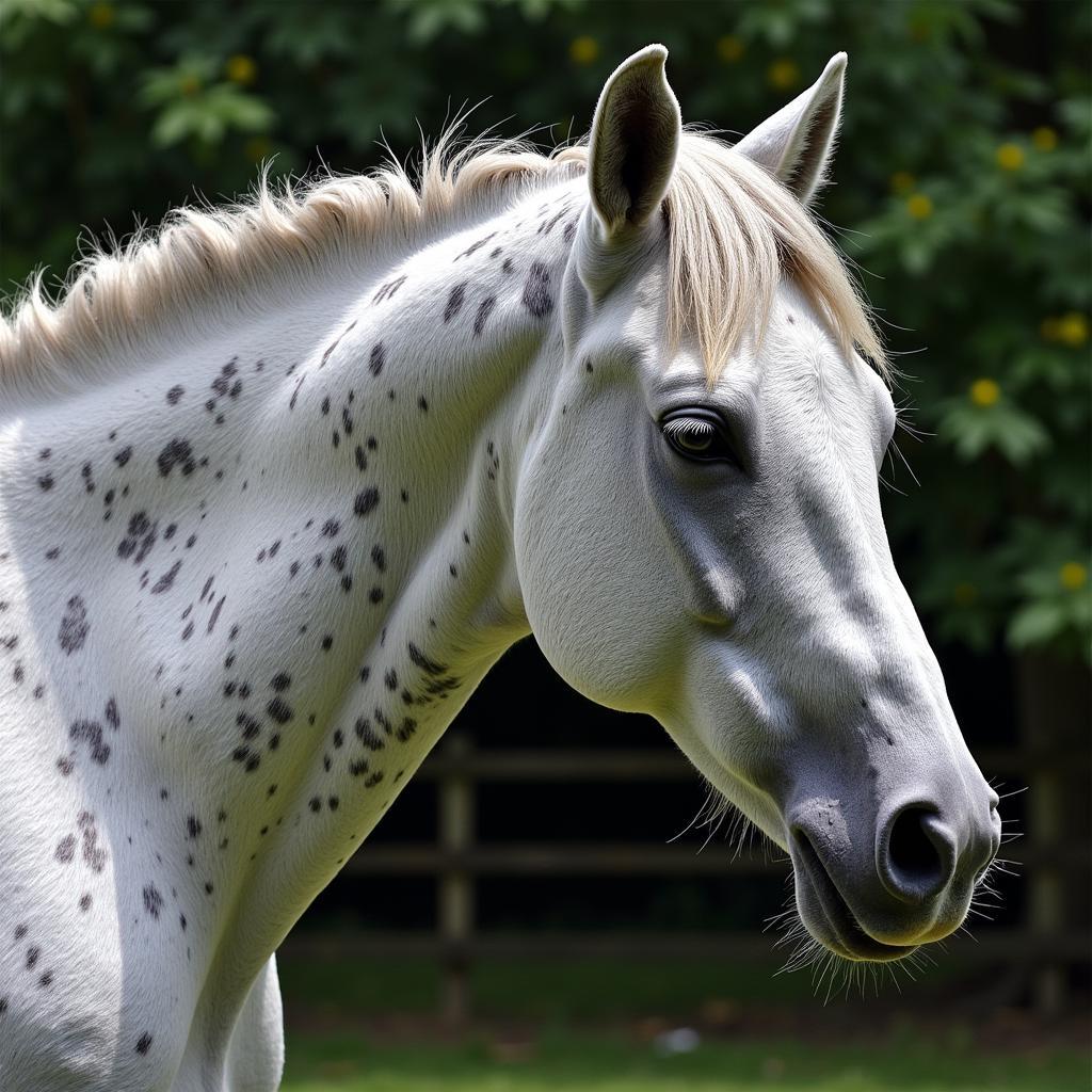 Silver Dapple Black Horse Close Up