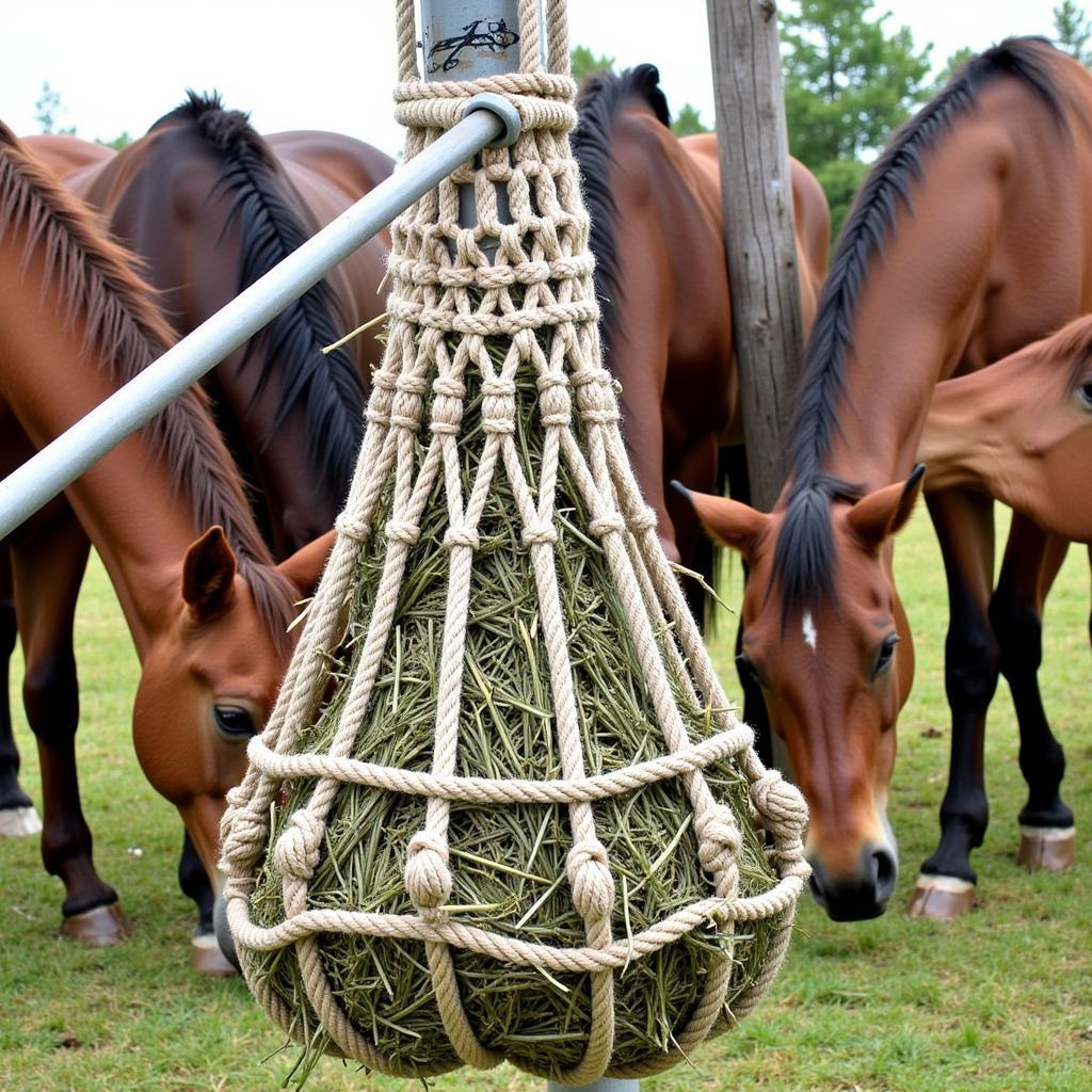 Slow Feed Hay Net in Pasture: Reducing Waste and Boredom