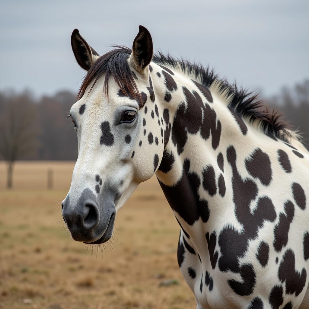 Appaloosa horse with a splotchy coat pattern