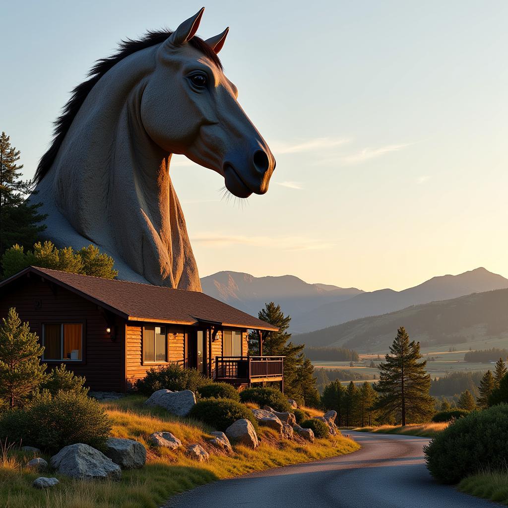 Stone Horse Rock Formation Near a Motel