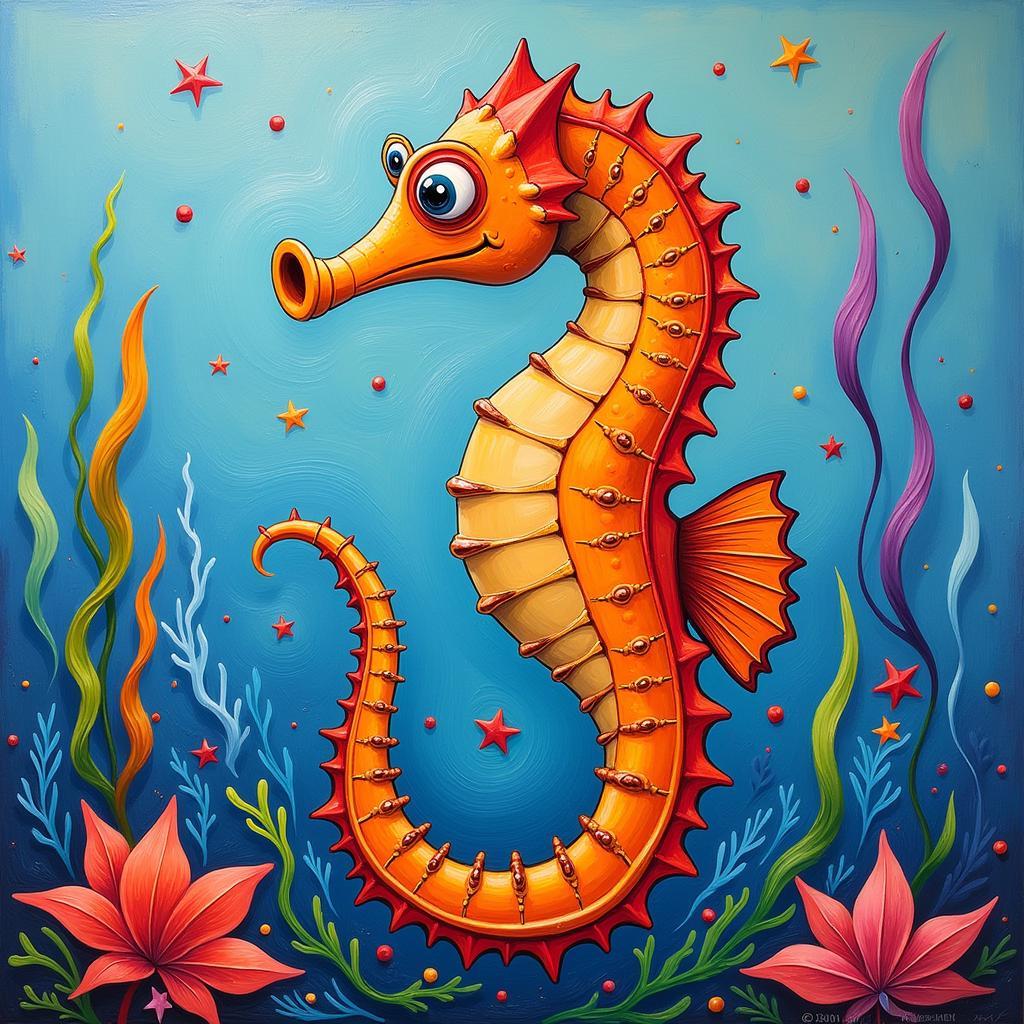 Stylized Seahorse Painting