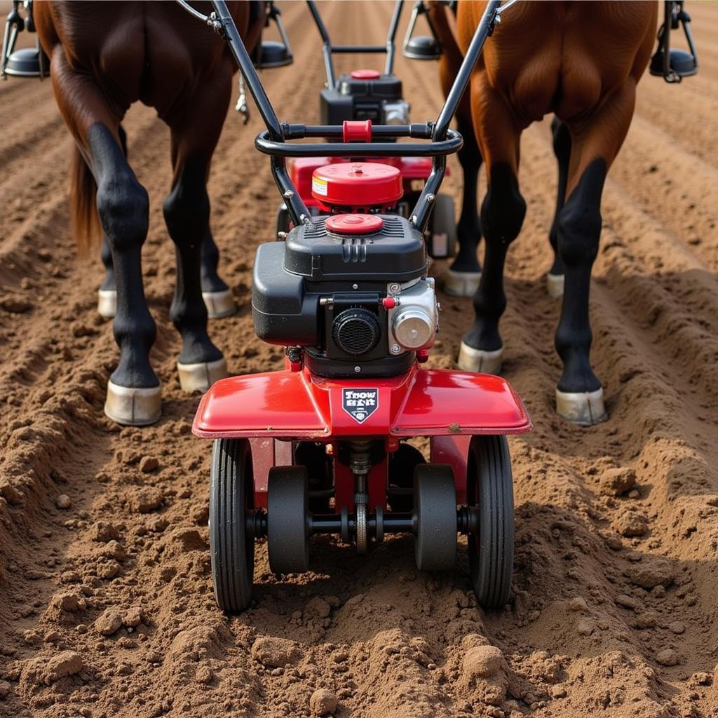 Troy Bilt Tiller Horse Attachment in Action