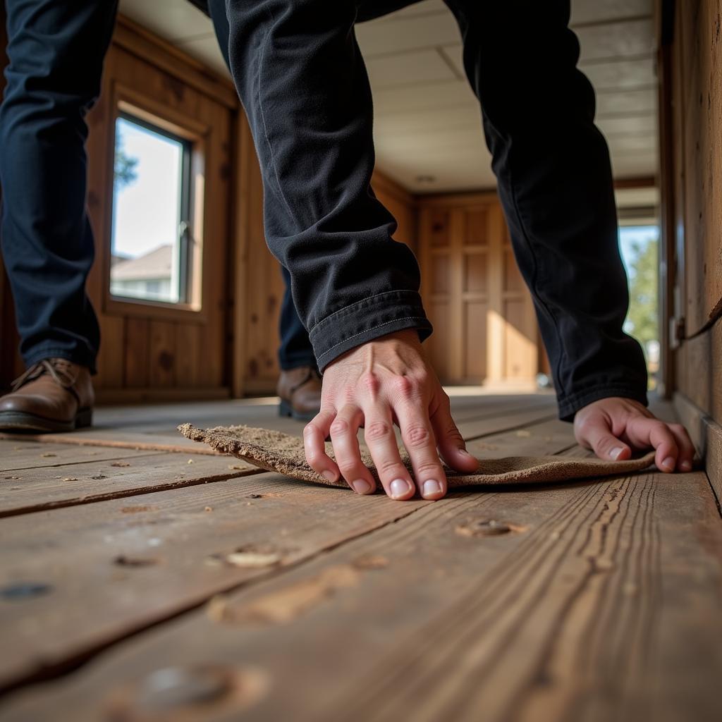 Inspecting a used living quarter horse trailer