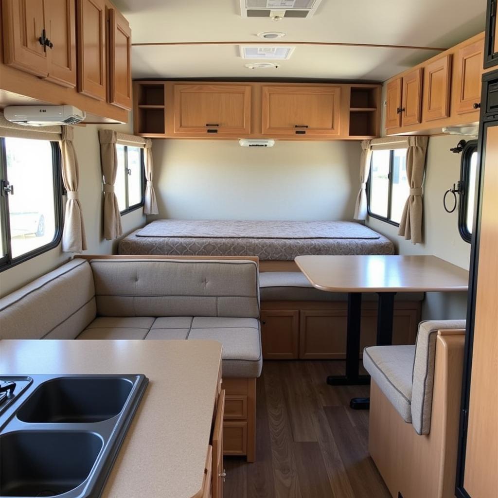 Interior view of a used living quarters horse trailer