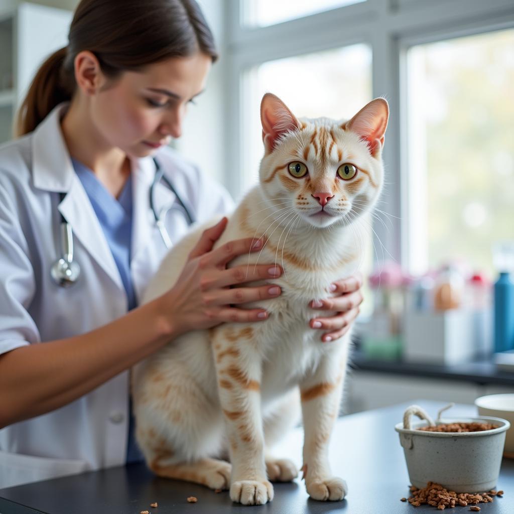 Veterinarian Examining a Cat