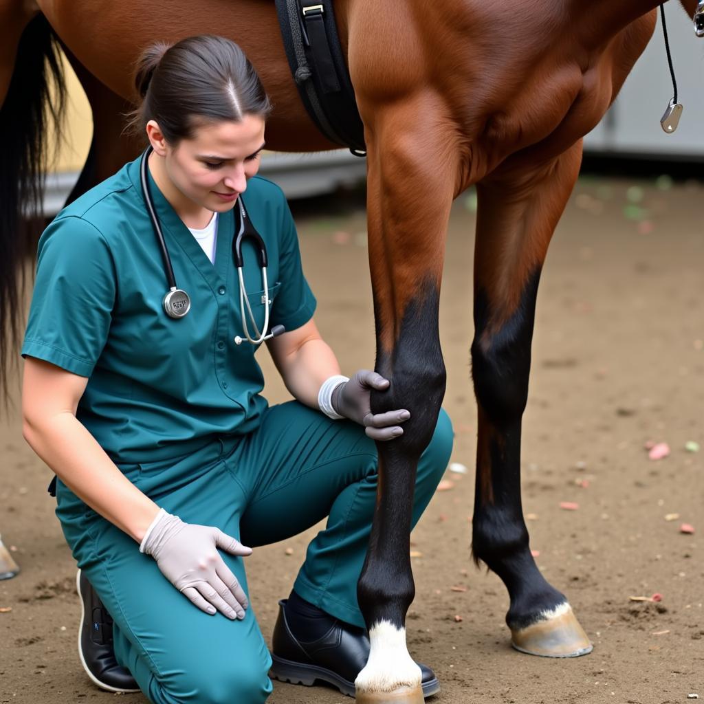 Veterinarian Examining a Horse