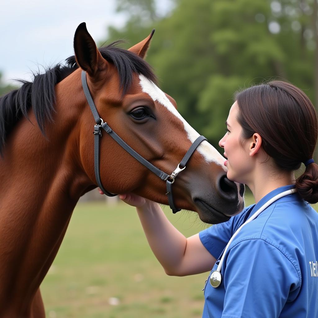 Veterinarian Examining Horse's Respiratory System