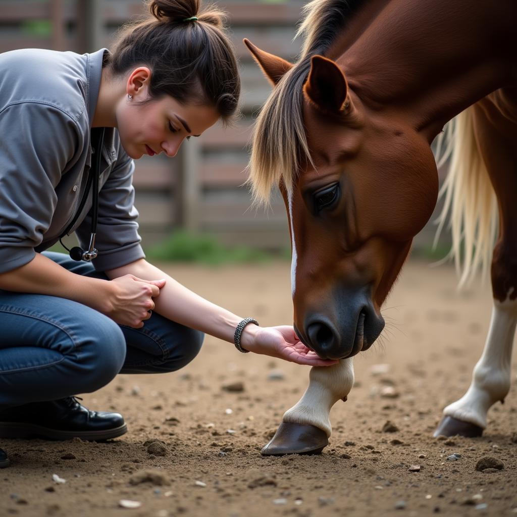 Veterinarian Examining Horse with Navicular