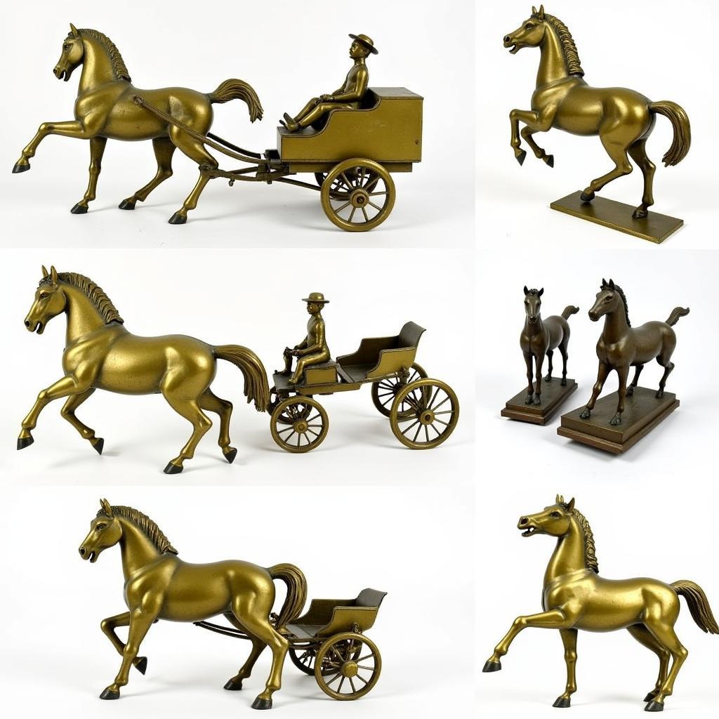 Vintage Brass Horse Statues in Various Styles and Sizes