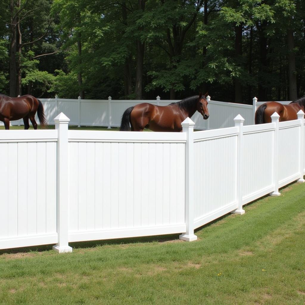 White vinyl horse fence