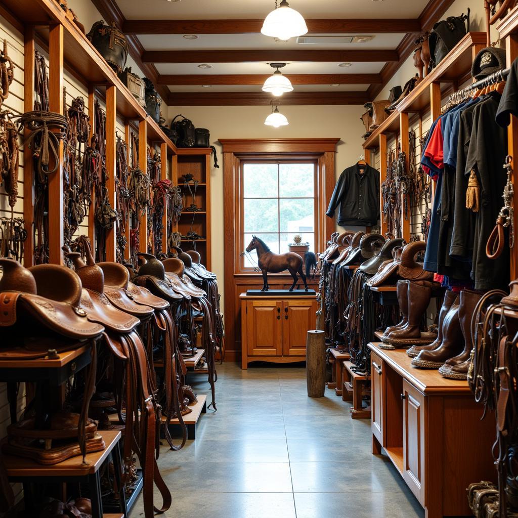 Well-stocked tack store interior