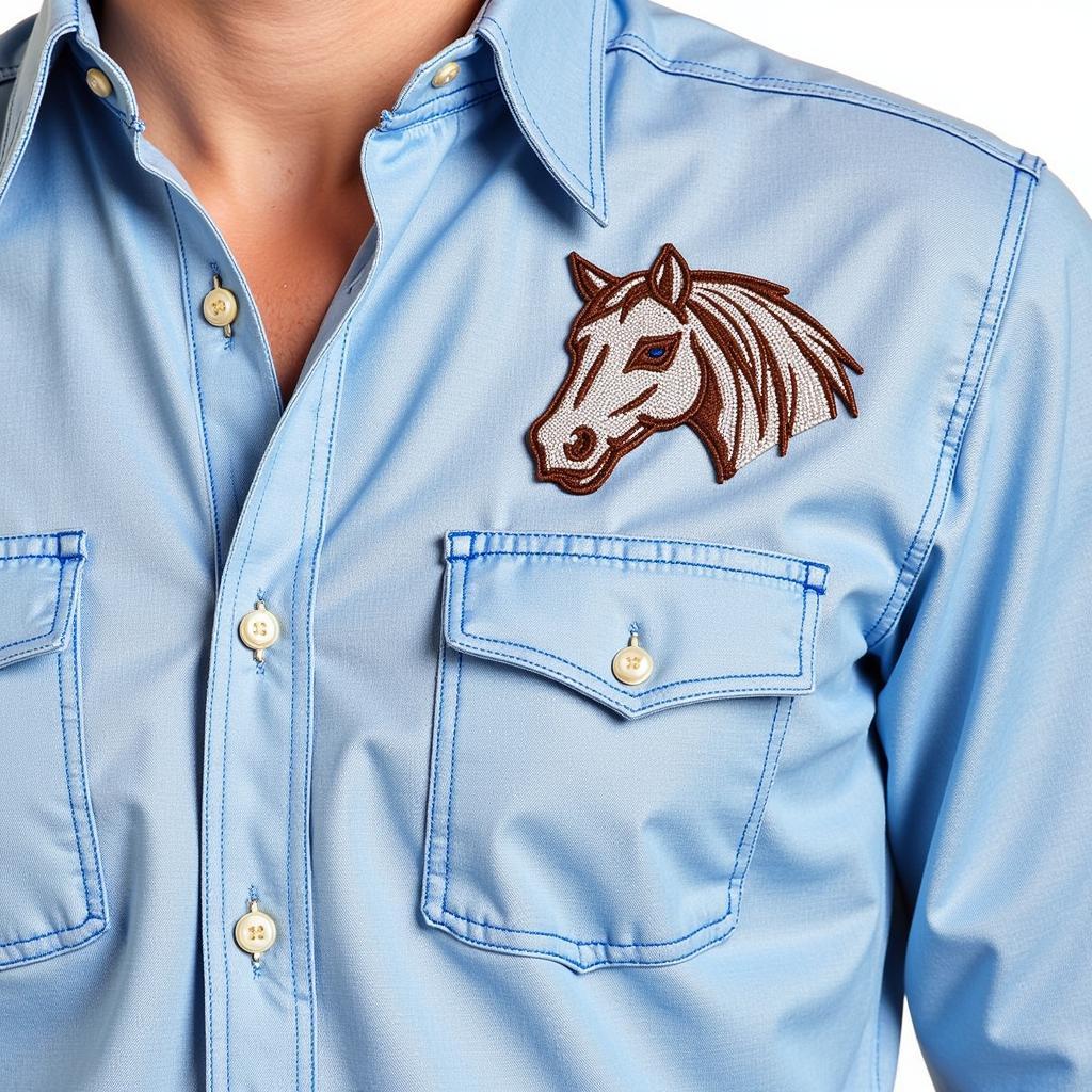 Western Shirt with Embroidered Horse Detail