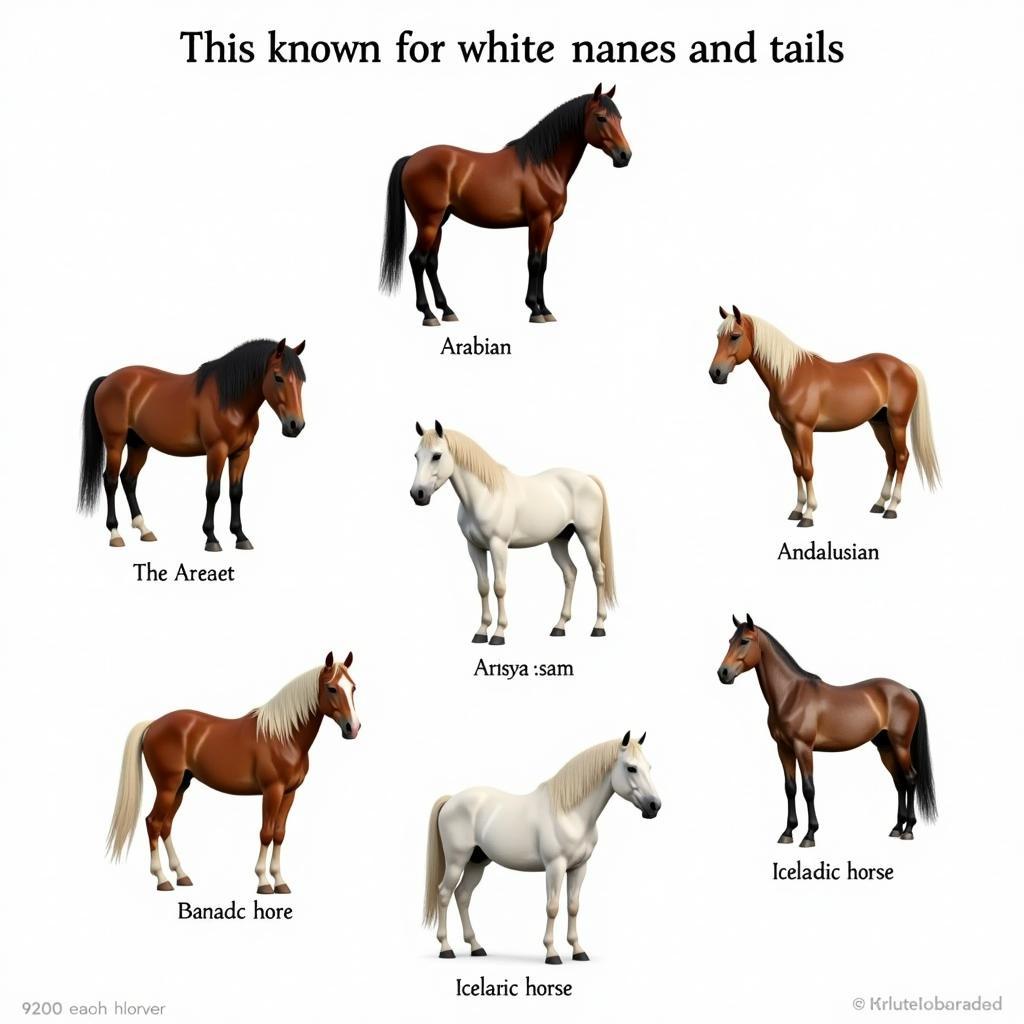 Different Horse Breeds with White Manes and Tails