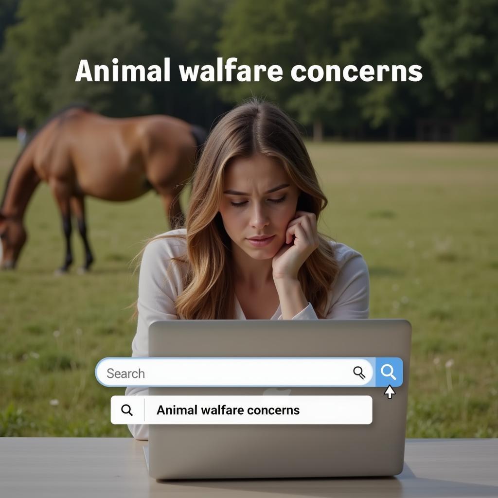 Woman Searching Online About Animal Welfare